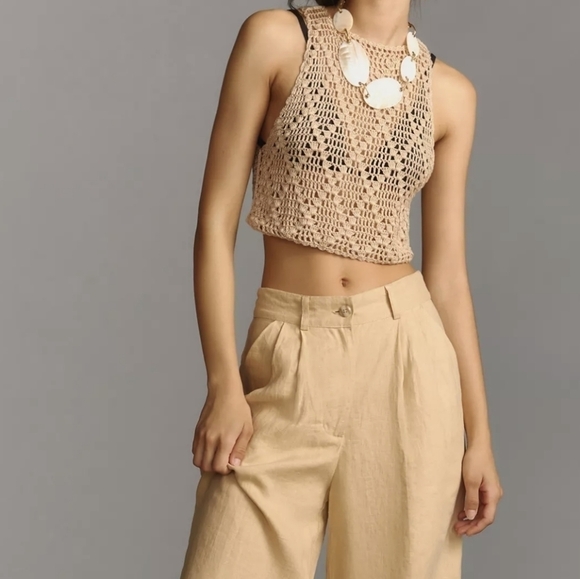 Faithful the Brand Circa Wide Leg Linen Trouser Pants in Honey Size 6 NWT - Picture 7 of 12